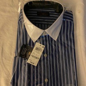 NWT Club Room French Cuff Stripe Shirt.  17-32/33